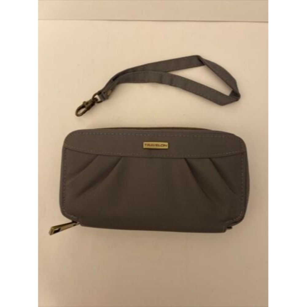 Travelon Wallet RFID Blocking Double Zip Travel Clutch Card Holder Gray NWT